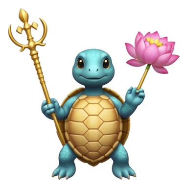turtle, scepter, buddhism, lotus sticker