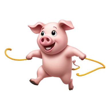 Pig jumping with a jump rope sticker