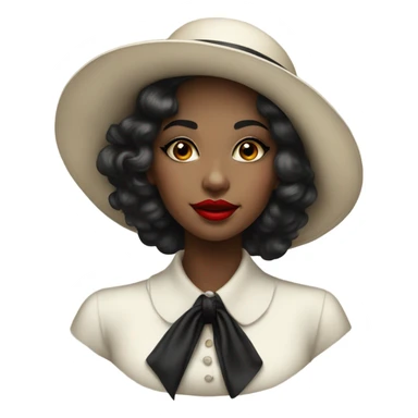 beautiful vintage girl white  in a hat black with red lipstick sticker