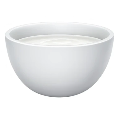 white bowl with matte white liquid inside, no gloss, no spoon, simple, clear sticker