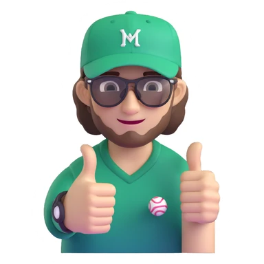 guy with brown hair, baseball cap, Pit Viper glasses, giving a thumbs up sticker