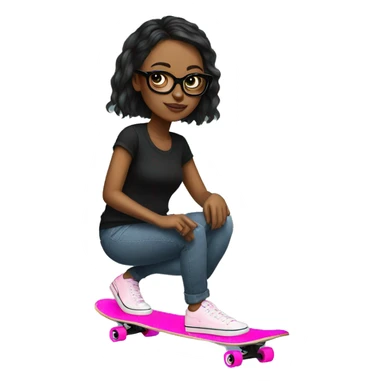 girlboss with pink nails in black glasses on a skateboard sticker