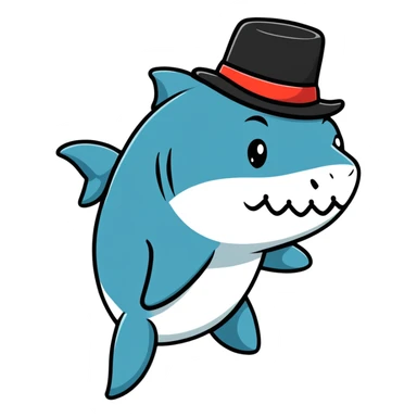 shark wearing a top hat sticker