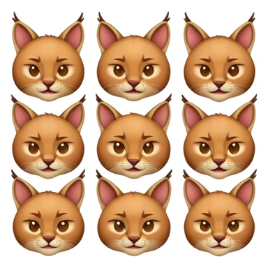 Hello. Can you generate pack of emoji with caracal named floppa please? Pack should contain all emojis that you can show sticker
