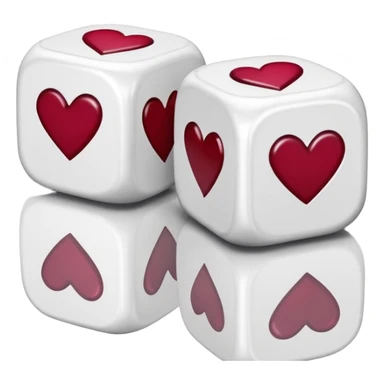 two dices in with burgundy red heart details sticker