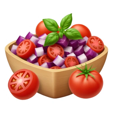 Fai un miscuglio di pomodoro fresco, cipolla, basilico e origano tutti tagliati sticker