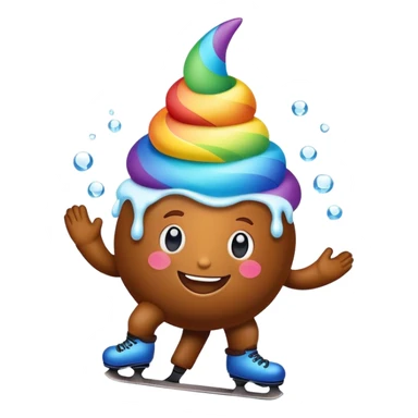 rainbow Poop emoji skating   sticker