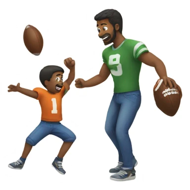 Dad throwing a football with son sticker