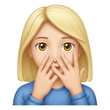 Covering the face with hands and peeping through your finger sticker