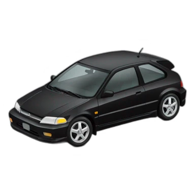 Honda-Civic-EJ9, black hatchback sticker