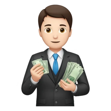 CEO with money in his hands donating to hospital sticker