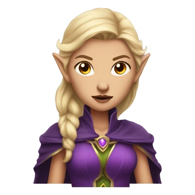 Noble female Elf with Elf ears and blonde hair and purple robes angry sticker
