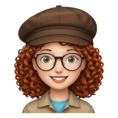 hatted girl with glasses and curly hair sticker