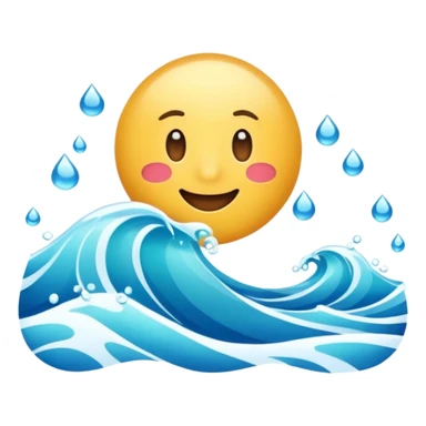 emoji of the sea, calm blue waves, sparkling water, isolated on white background, soft shadows, high detail, playful and cute. sticker