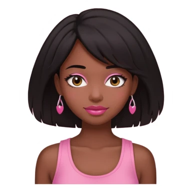 chica morena , corte de cabello negro y medio, con una blusa de tirantes simple, rosa y coquette sticker