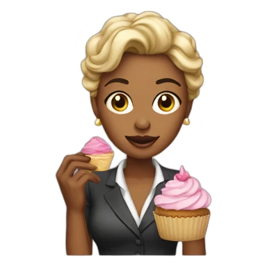 boss lady eating a cupcake sticker