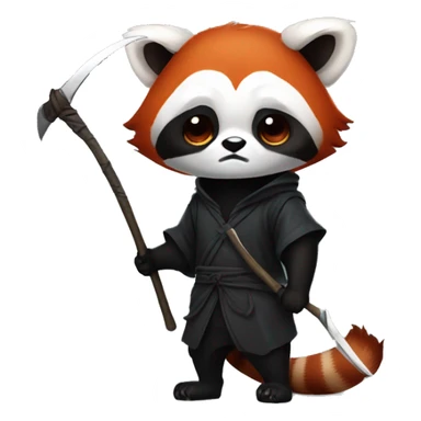 red panda disguise as reaper with scythe sticker