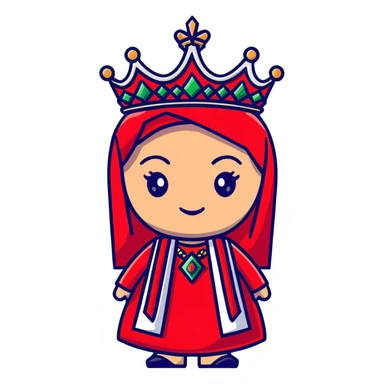 Ottoman queen with red dress and crown, imperial Turkish royal attire sticker