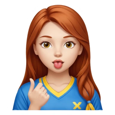 A cute ukrainian girl, with long auburn hair, playing sports, she's blowing a kiss. sticker