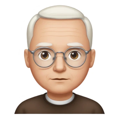 chauve cheveux blanc visage rond lunette gros sourcils sticker