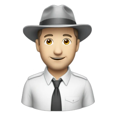 tim robinson wearing a grey fedora with a grey flap on the back white shirt sticker