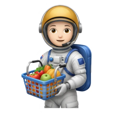 astronauta con canasta para hacer compras vacía sticker