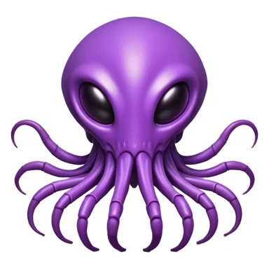 Clash of Clans aesthetic: Cinematic Playful Zerg Alien Emoji, rendered in a 3D vector-style similar to standard emojis with minimal shading and bold, simplified shapes. A compact, isometric, otherworldly creature with insectoid, organic details and subtle, eerie tentacles, softly glowing with a sinister alien charm. Simplified yet unmistakably iconic, highly detailed and consistent, glowing with a soft, spectral radiance and high shine. Stylized with a touch of bio-engineered mischief and a soft glowing outline, capturing the essence of a fearsome extraterrestrial menace with a playful twist! sticker
