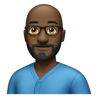 Super black man with bald head, glasses, a beard and goatee in Blue pajamas. sticker