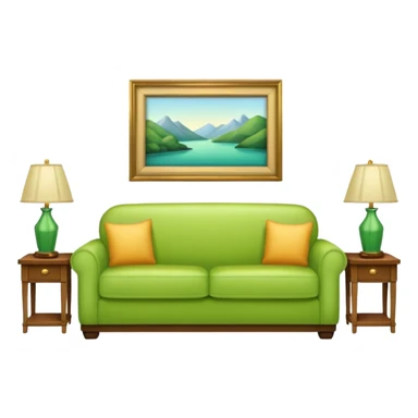 living room in ios emoji style

no TV, and make the couch a light green color sticker