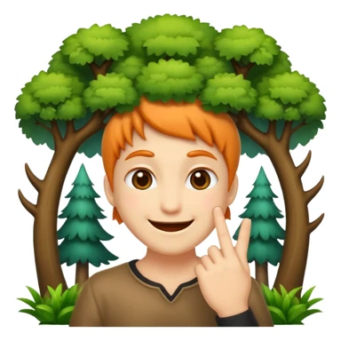 mystic forest character finger under chin teasing smile sticker