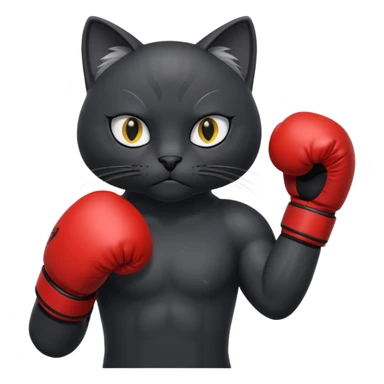 Black cat wearing boxing gloves sticker