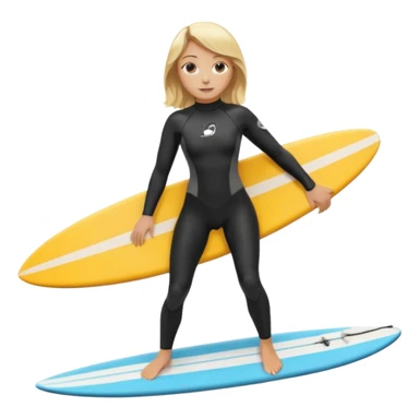 blonde haired white skinned surfer girl with surfboard  sticker