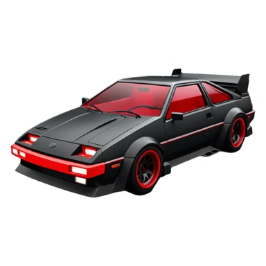  Venom’s aerodynamic opulent dark  futuristic concept loosely based on Toyota 1986 AE86 (flat long straight faceted mechanical body) lightweight stealthy street hot rod drifter  sticker