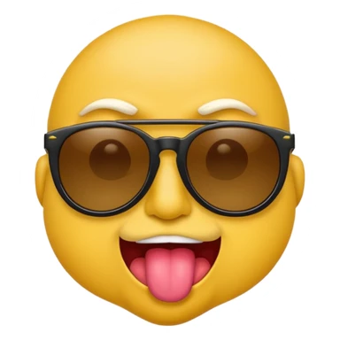 arrogant emoji wearing dark sunglasses sticking its tongue out sticker