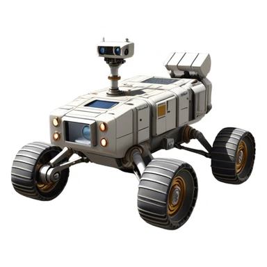 Cinematic Realistic Moon Rover – A rugged, high-tech vehicle traversing the Moon’s dusty surface. Its thick wheels leave tracks in the fine lunar regolith, with Earth hanging in the distant sky. Every mechanical detail of the rover is meticulously rendered, emphasizing its role in human exploration. sticker