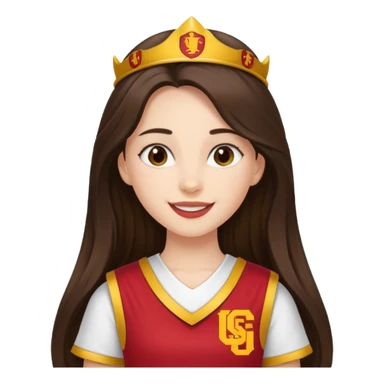 white happy long haired brunette girl in USC song girl outfit sticker
