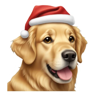 Golden retriever with a christmas hat  sticker