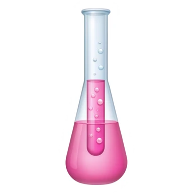 pink liquid in test tube simple bubbling tilted sticker