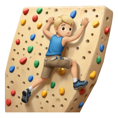 Young boy climbing on climbing wall  sticker
