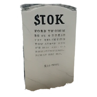 Write “$30k” on a gravestone sticker