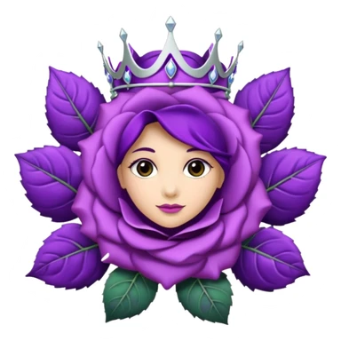 Purple rose with silver tiara and a purple emblem leaf wreath sticker