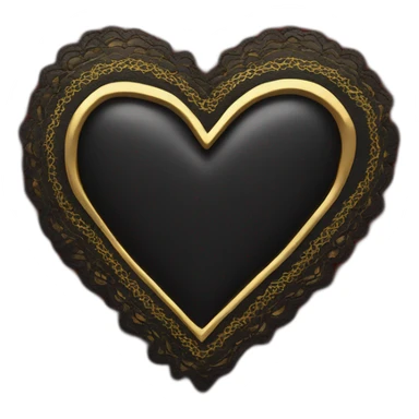 black leather heart red lace overlay and gold border sticker