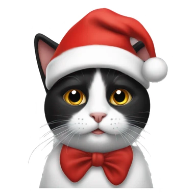 black and white cat with santa hat sticker