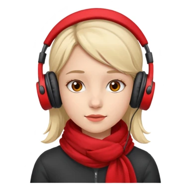 young girl with red scarf wearing headphones sticker