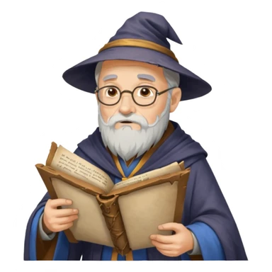 Old Scholar Wizard – gray beard, reading ancient scroll. sticker