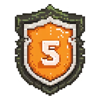 Detailed HTML5 logo with orange shield and white '5' in pixelated retro style sticker
