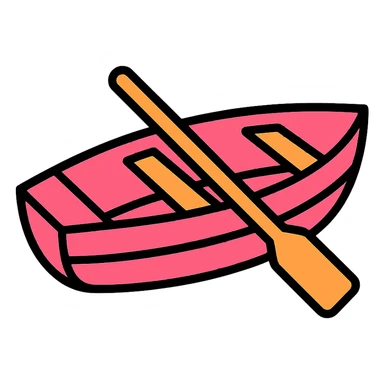 classic pink wooden rowing boat sticker