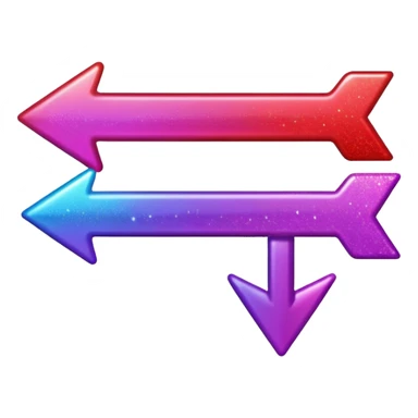 color gradient between red and purple glitter arrow left sticker