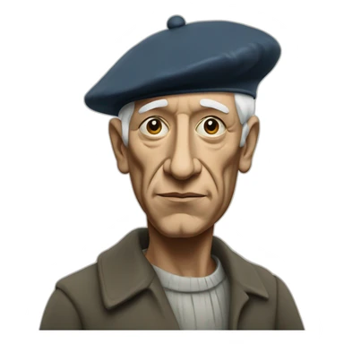 Pablo picasso with brush and beret sticker