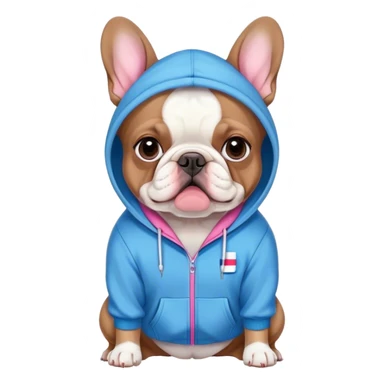 French bull dog wearing blue and pink hoodie sticker